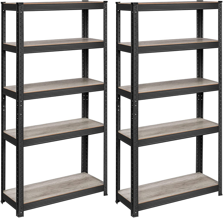 Schwerlastregal, 2er Set, Bücherregal, Lagerregal, Standregal, 5 Ablagen, 150 x 75 x 30 cm, bis 400 kg belastbar, verstellbare Ablagen