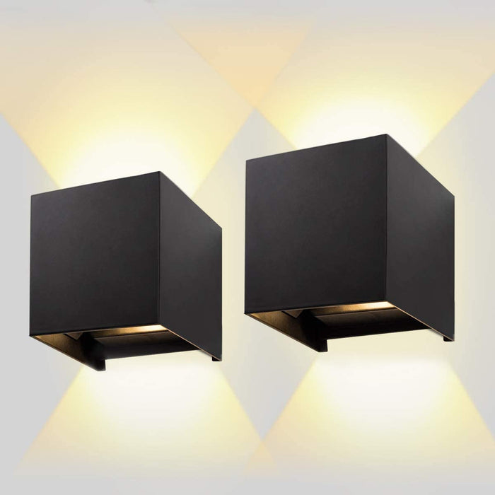 Innen Außen LED Wandlampe Wandleuchte 12W 2700k-2900K Warmweiß Außenleuchte 2 Pcs Wandbeleuchtung AILUKI LED Außenwandleuchte