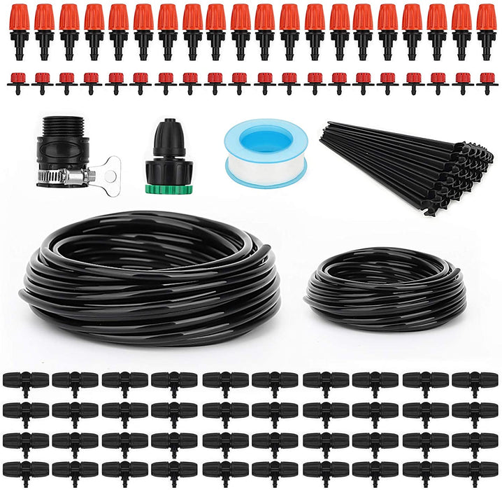 15M+10M Automatische Bewässerungssystem, Micro Drip Garten Bewässerung Kit Verstellbar Zerstäuber mit 2 Arten Schlauch DIY Tröpfchenbewässerung