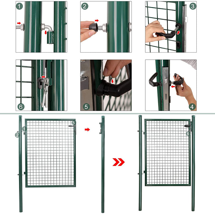 Gartentor Gartentür Zauntor inkl. Schloss und 3 Schlüsseln Grün