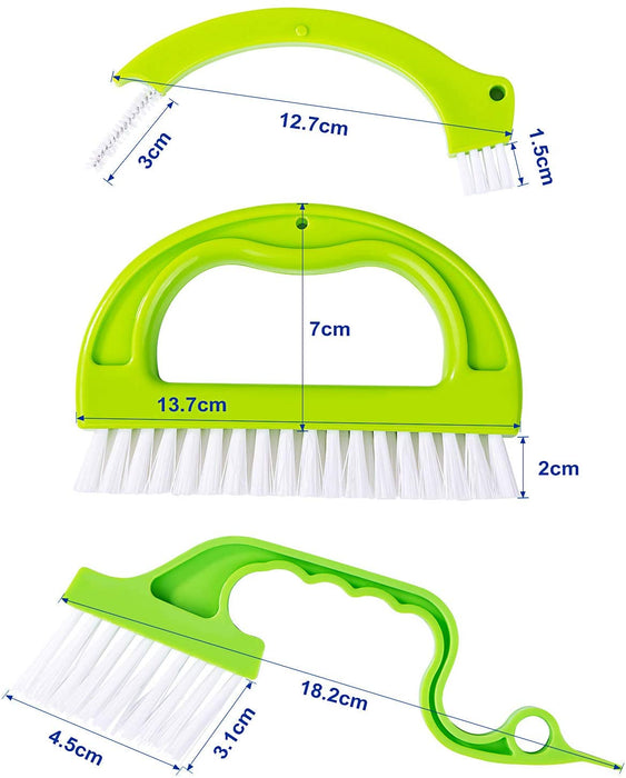 3-in-1 Fugenbürste & Fliesenbürste, Fugen-Fliesen-Gelenk-Bürsten-Satz mit Nylonborsten, Grün Reinigungsbürste, Tiefenreinigung für Bad und Küche