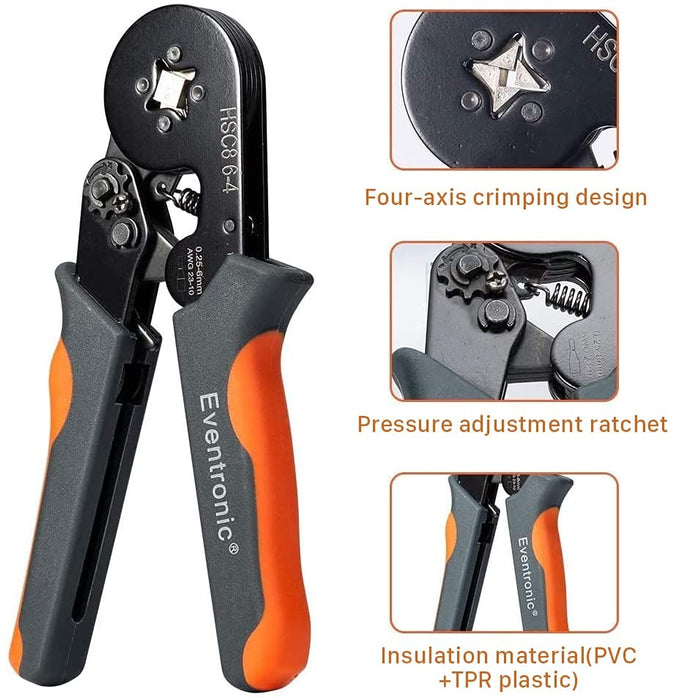 Crimpzange Kabelschuhe Set, 0.25-6mm² selbsteinstellbares Ratschendraht-Crimpwerkzeug mit 2000 stück Aderendhülsen Tool Kit