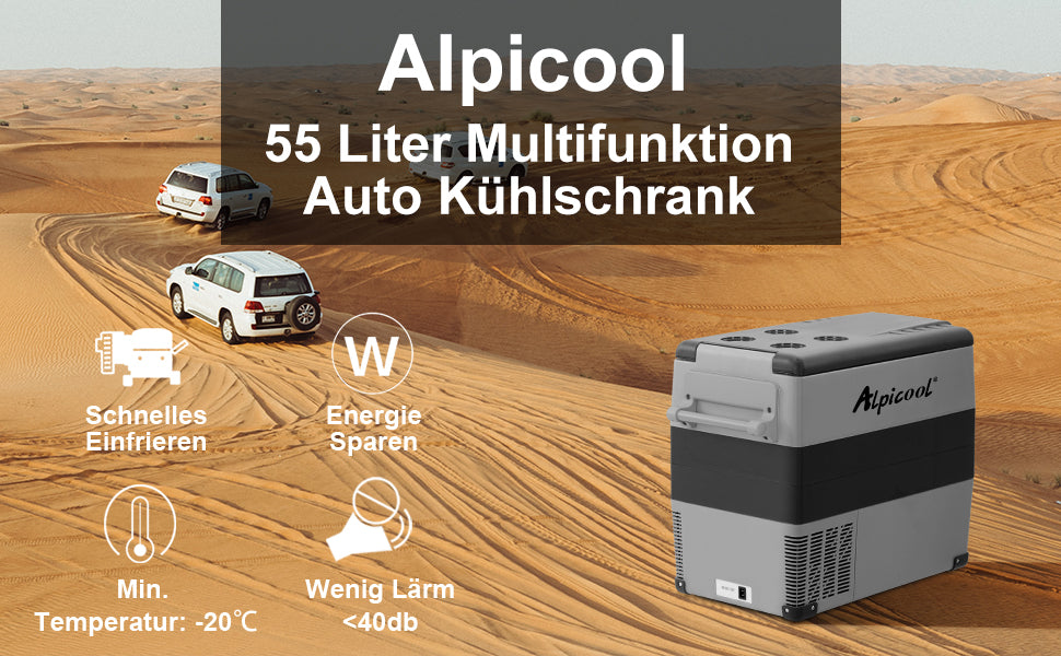 Alpicool CF55 55 Liter Kühlbox 12V tragbarer Mini-Kühlschrank