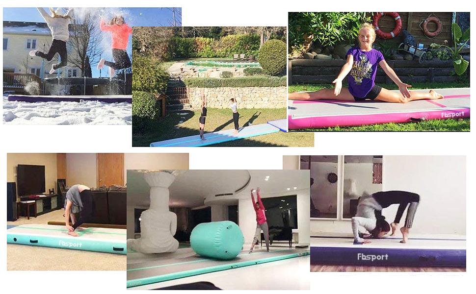Airtrack Matte,10cm Hoch Verdicken 3m Tumbling Matte, Gymnastikmatte mit Luftpumpe, Trainingsmatte mit Tragetasche, Turnmatte Zuhause, Outdoor, Yoga