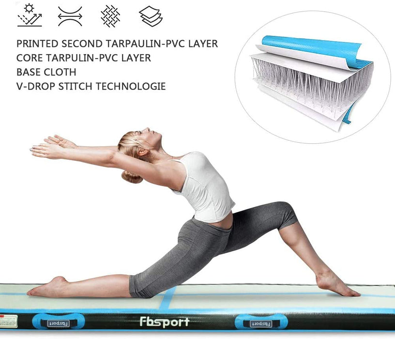 Airtrack Matte,10cm Hoch Verdicken 3m Tumbling Matte, Gymnastikmatte mit Luftpumpe, Trainingsmatte mit Tragetasche, Turnmatte Zuhause, Outdoor, Yoga