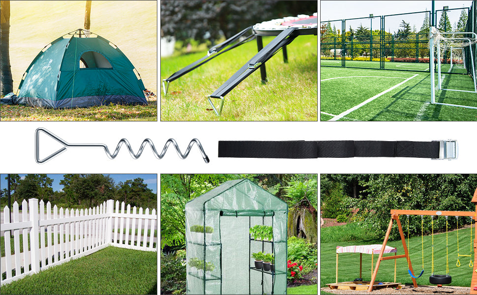 Bodenanker Trampolin Erdanker Trampolin Set Trampolin Bodenanker mit verstellbarem Gurt Spiral-Bodenverankerung für Trampoline, Gartenhaus, Schaukeln