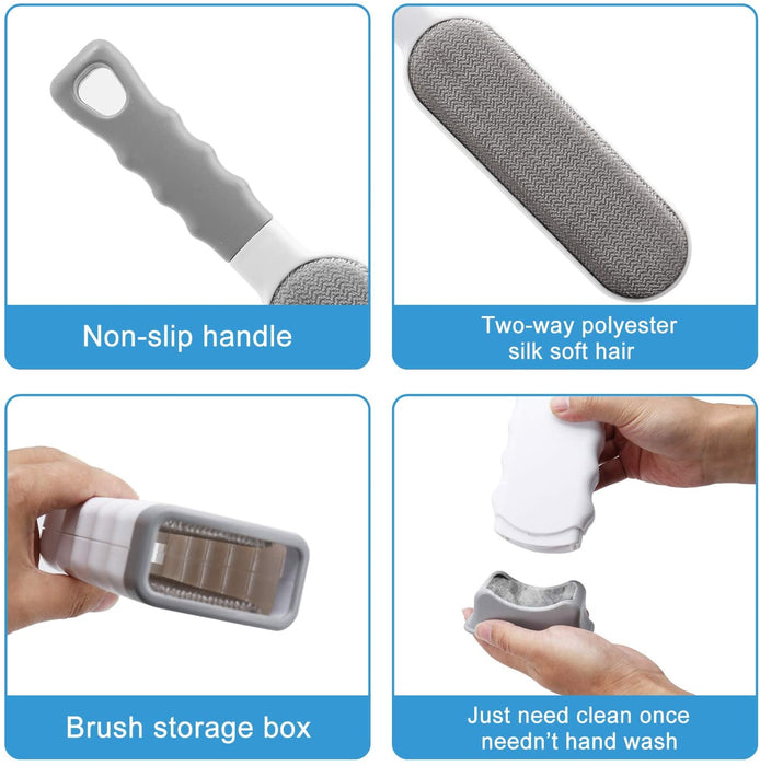 Fusselbürste, Selbstreinigende Kleiderbürste, entfernt Staub, Fussel und Haare, für Zuhause und auf Reisen, Plastik, Grau