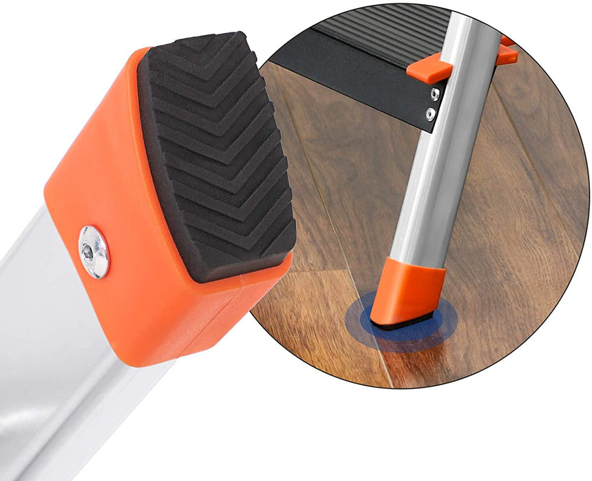 Leiter 3 Stufen, Trittleiter, 12 cm breite Stufen mit Riffelung, Anti-Rutsch-Füße, mit Handlauf, Werkzeugschale, bis 150 kg belastbar