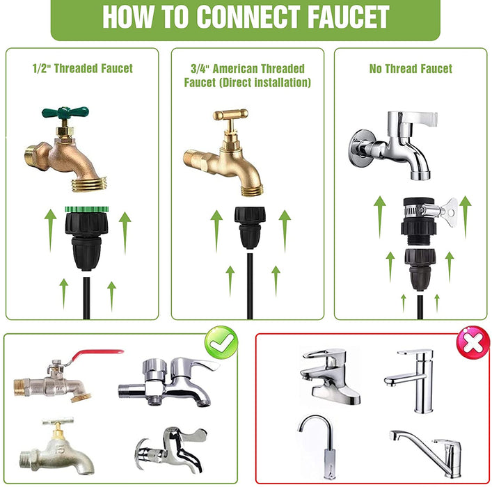 15M+10M Automatische Bewässerungssystem, Micro Drip Garten Bewässerung Kit Verstellbar Zerstäuber mit 2 Arten Schlauch DIY Tröpfchenbewässerung