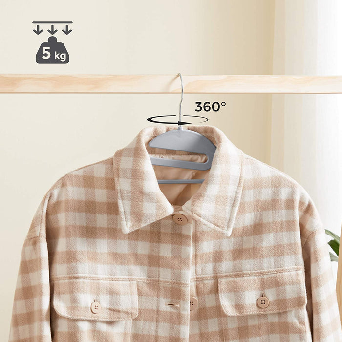 Kleiderbügel, 20 Stück, Anzugbügel aus Kunststoff, gut belastbar, S-Form-Öffnung, rutschfest, Dicke 0,5 cm, platzsparend, um 360° drehbarer Haken