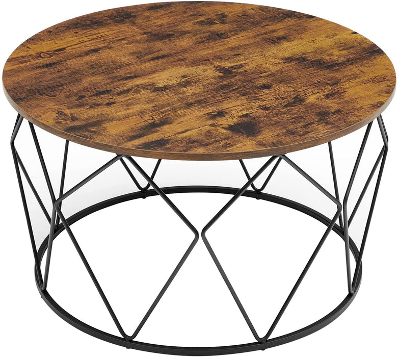 Couchtisch, Beistelltisch, Wohnzimmertisch, Sofatisch, Stahlgestell, für Wohnzimmer, Schlafzimmer, Arbeitszimmer, Industrie-Design, vintagebraun