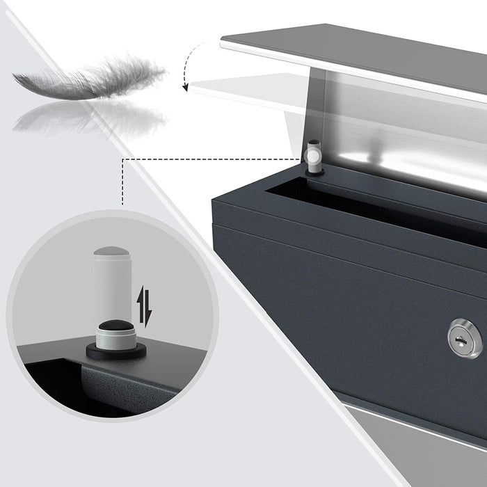 Briefkasten, abschließbarer Wandbriefkasten, mit Zeitungsfach, einfache Montage, modern, anthrazit-silbern