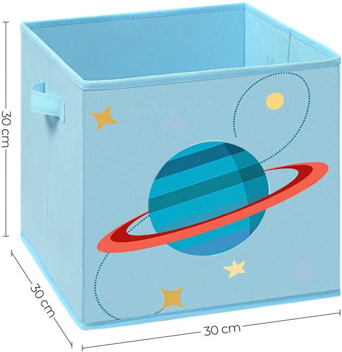 Aufbewahrungsbox kinder, 3er Set, Stoffboxen, 30 x 30 x 30 cm, Spielzeugbox, faltbar, mit 2 Griffen, für Kinderzimmer, Spielzimmer, Schlafzimmer, blau