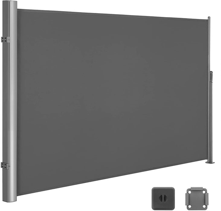 Seitenmarkise, ausziehbar, 180 x 350 cm, Sichtschutz, Sonnenschutz, Blickdicht, Seitenrollo, für Balkon, Terrasse, Garten, anthrazit