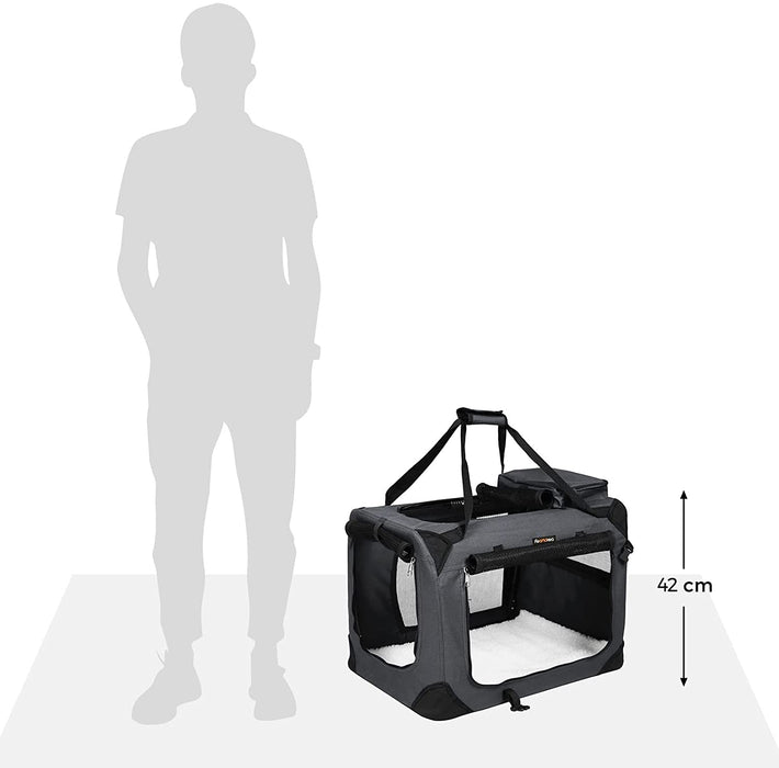 Hundebox, Hundetasche, faltbar, 60 x 42 x 42 cm, grau