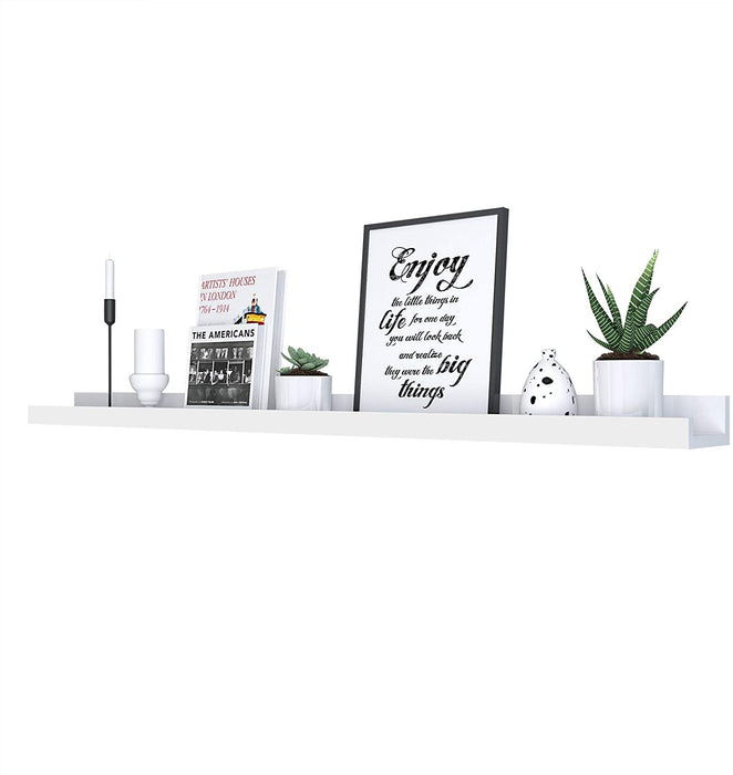 Wandregal Schweberegale für Fotorahmen und Bücher, 110 x 10 cm, Modernes Regal Weiß