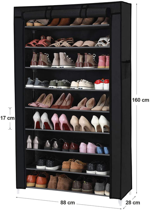 Schuhregal, Schuhschrank, Schuhaufbewahrung mit 10 Ebenen, mit staubdichtem Überzug, Schuh-Organizer, für bis zu 40 Paar Schuhe, für Wohnzimmer