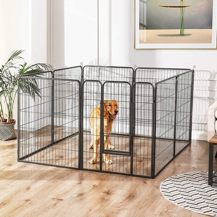 Welpenauslauf, Freigehege für Hund, 8 Gitter je 77 x 80 cm, grau