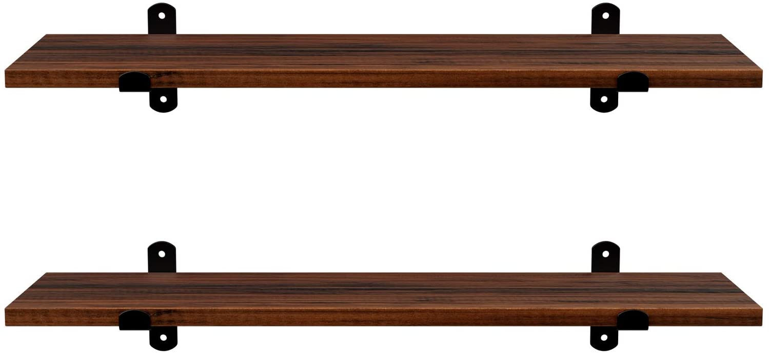 Wandregal, 2er Set, 60 x 20 x 7 cm, Schweberegal, dekorative Regale, Vintage, Holzoptik, für Schlafzimmer, Wohnzimmer, Küche, Flur