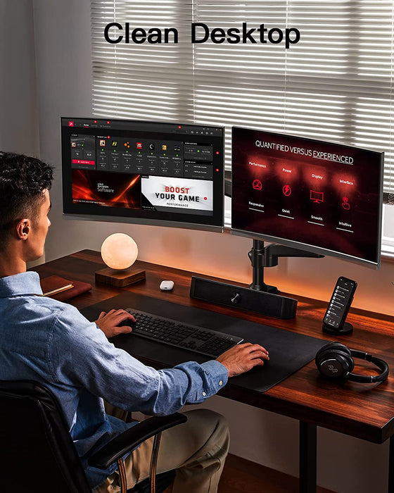 17-32 Zoll Monitor Halterung 2 monitore Höhenverstellbar, Gasdruckfeder Arm 360°Drehbar, für LED LCD Bildschirm, VESA 75/100