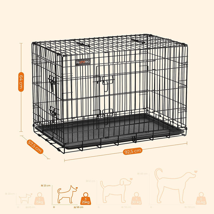 Hundekäfig, Hundebox, klappbar, 92,5 x 57,5 x 64 cm, schwarz