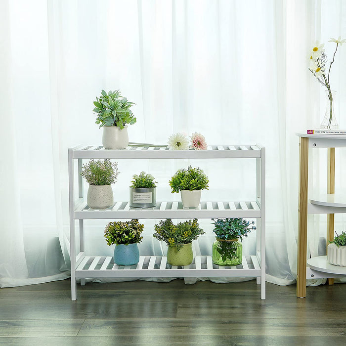 Schuhregal, Standregal aus Bambus, mit 3 Ebenen, Schuhaufbewahrung, für Eingangsbereich, Flur, weiß