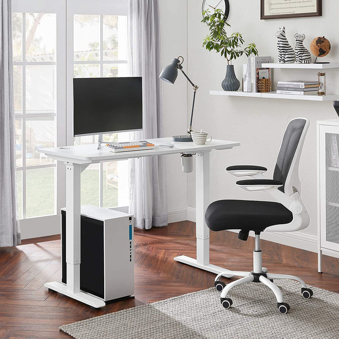 Höhenverstellbarer Schreibtisch elektrisch, Tischgestell, Schreibtischständer mit Motor, stufenlos verstellbar, 120 x 60 x (73-114) cm, Stahl, weiß