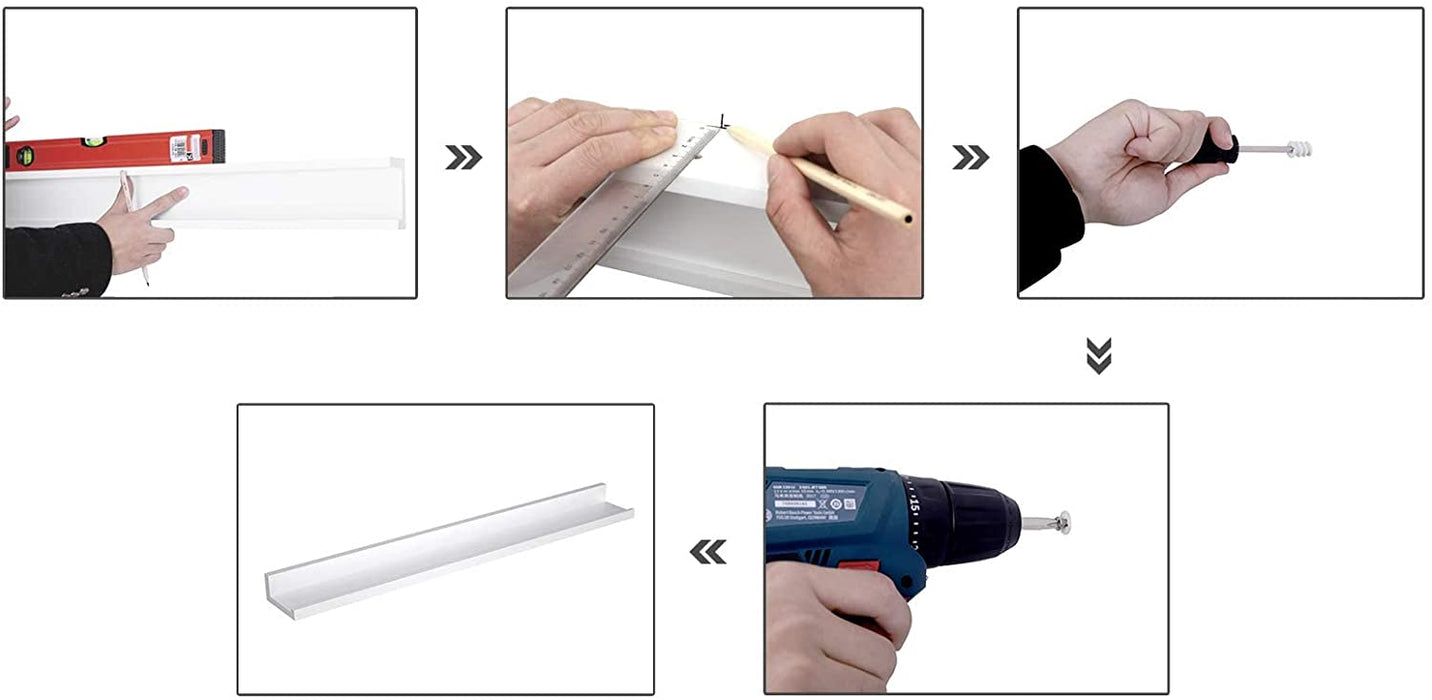 Wandregal, 2er Set, Schweberegale mit Hochglanzlackierung, 80 x 10 cm, Wandboard für Bilderrahmen und Bücher, Wohnzimmer, Schlafzimmer, Bad, Küche