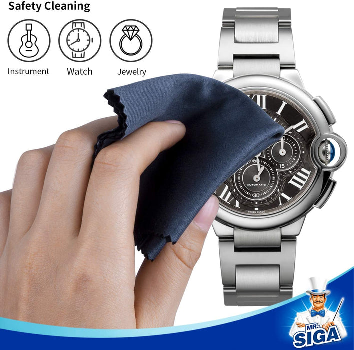 Hochwertig Mikrofaser-Reinigungstücher Brillenputztuch für Brillen, Bildschirme, Tabletten, Gläser, 6er Pack, 6 x 7 Zoll (15 x 18 cm), Marine/Grau