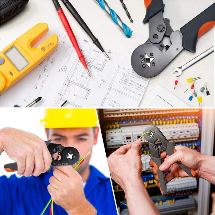 Crimpzange Kabelschuhe Set, 0.25-6mm² selbsteinstellbares Ratschendraht-Crimpwerkzeug mit 2000 stück Aderendhülsen Tool Kit