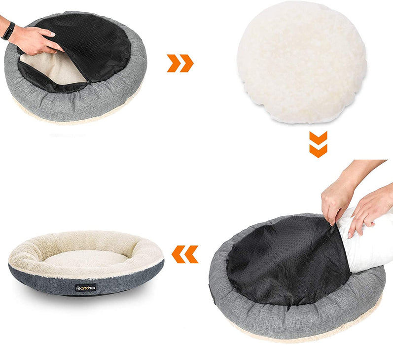 Hundebett, Hundekorb, Katzenbett, Donut, rund, Ø 55 cm, grau