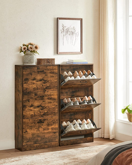 Schuhschrank mit 3 Klappen, Schuhregal mit 3 Ebenen, Aufbewahrungsschrank, perfekt für schmale Flure, Wohnzimmer, Schlafzimmer