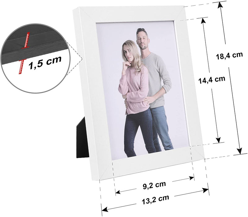 Bilderrahmen Set im 5er-Set, 10 x 15 cm, Fotorahmen mit Glasscheibe, Weihnachten, Rahmen Weiß