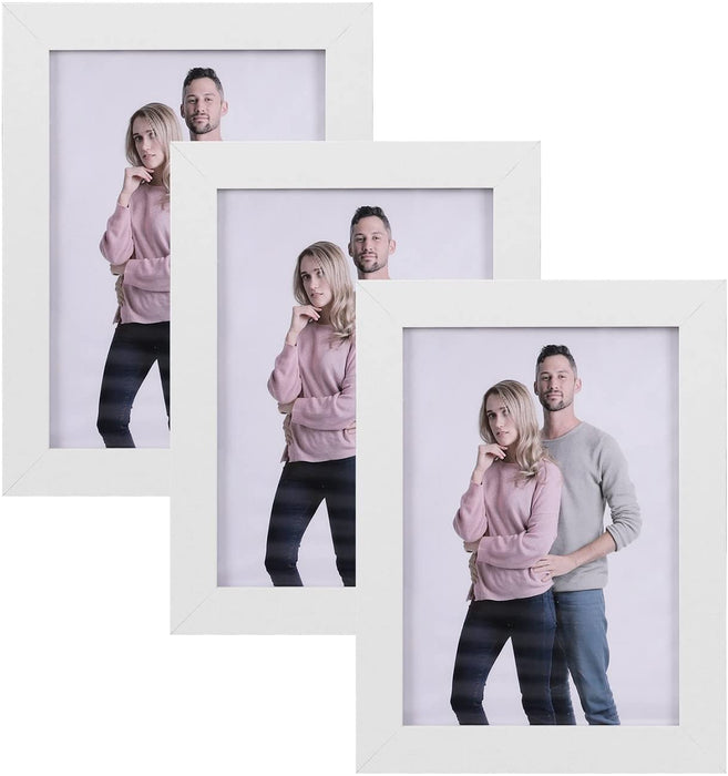 Bilderrahmen im 3er-Set, 13 x 18 cm Bilderrahmen Collage, Fotorahmen mit Glasscheibe, Rahmenbreite 2cm, MDF Weiß