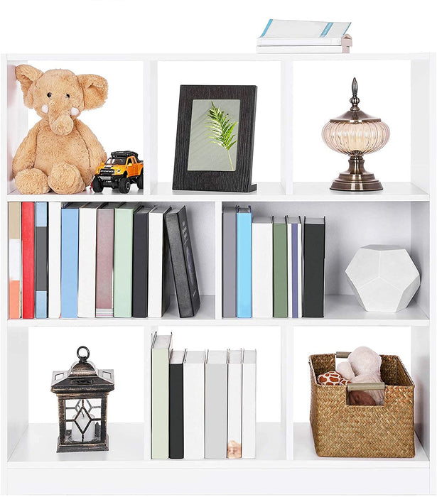 Bücherregal, Würfelregal, Standregal, mit offenen Fächern, für Wohnzimmer, Arbeitszimmer, Kinderzimmer, Büro, als Raumteiler, 97,5 x 30 x 100 cm weiß