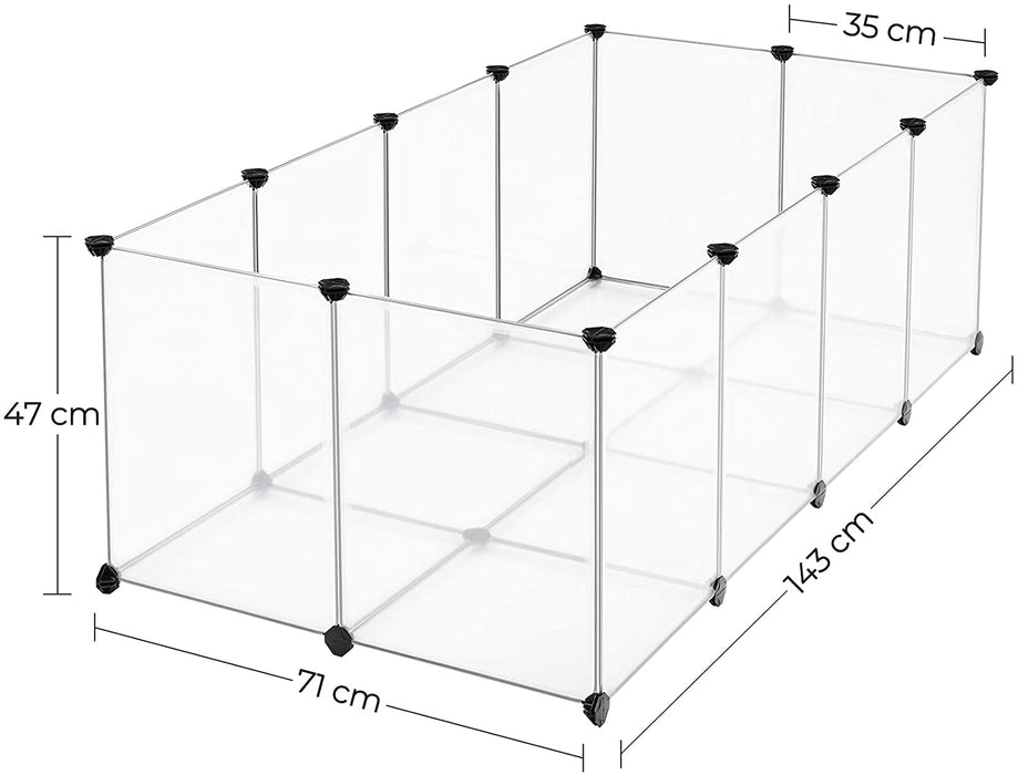 Freigehege mit Bodenplatten, Laufstall, aus Kunststoff, Gehege für Kleintiere, Meerschweinchen, Hamster, Kaninchen, weiß
