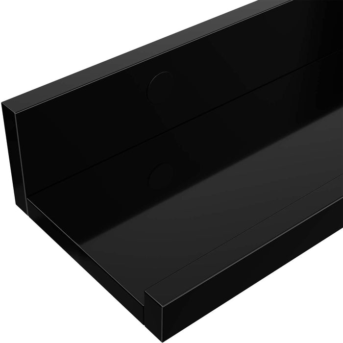 Wandregale, 3er Set, Schweberegale, Hochglanzoberfläche, für Fotorahmen und Bücher, 38 x 10 cm, Moderne Regale, schwarz