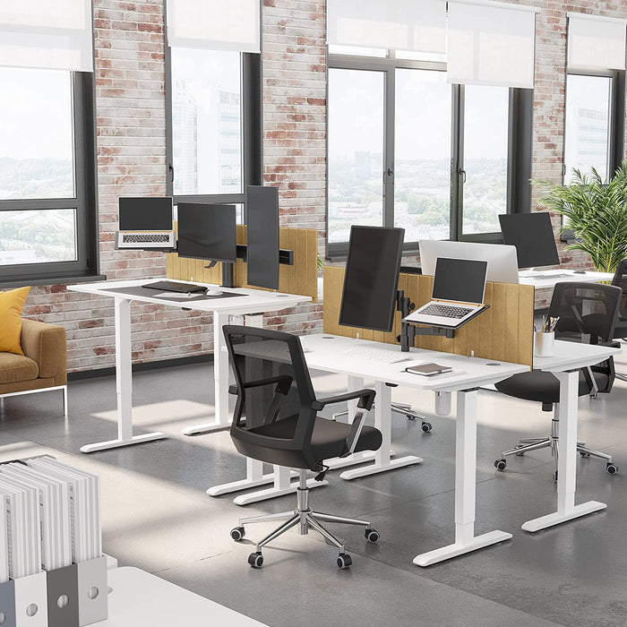 Höhenverstellbarer Schreibtisch elektrisch, Tischgestell, Schreibtischständer mit Motor, stufenlos verstellbar, 140 x 70 x (73-114) cm, Stahl, weiß
