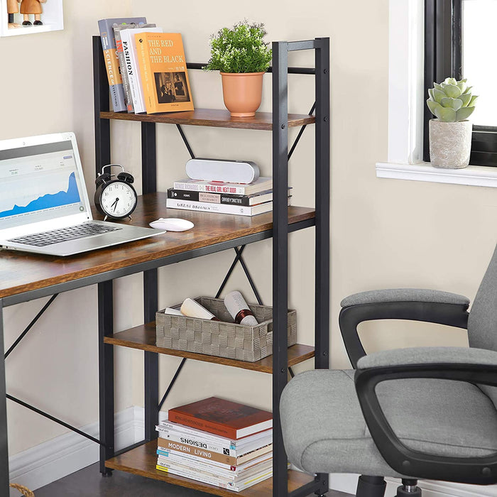 Schreibtisch, 120 cm Langer Computertisch mit Regalböden rechts oder Links, Bürotisch, Arbeitszimmer, Homeoffice, einfache Montage, stabil