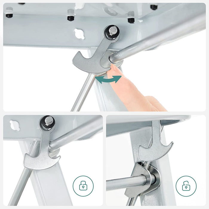 Klapptritt mit 3 Stufen, Trittleiter, Leiter, 20 cm breite Stufen, rutschfeste Gummimatten, mit Handlauf, bis 150 kg belastbar, weiß-schwarz