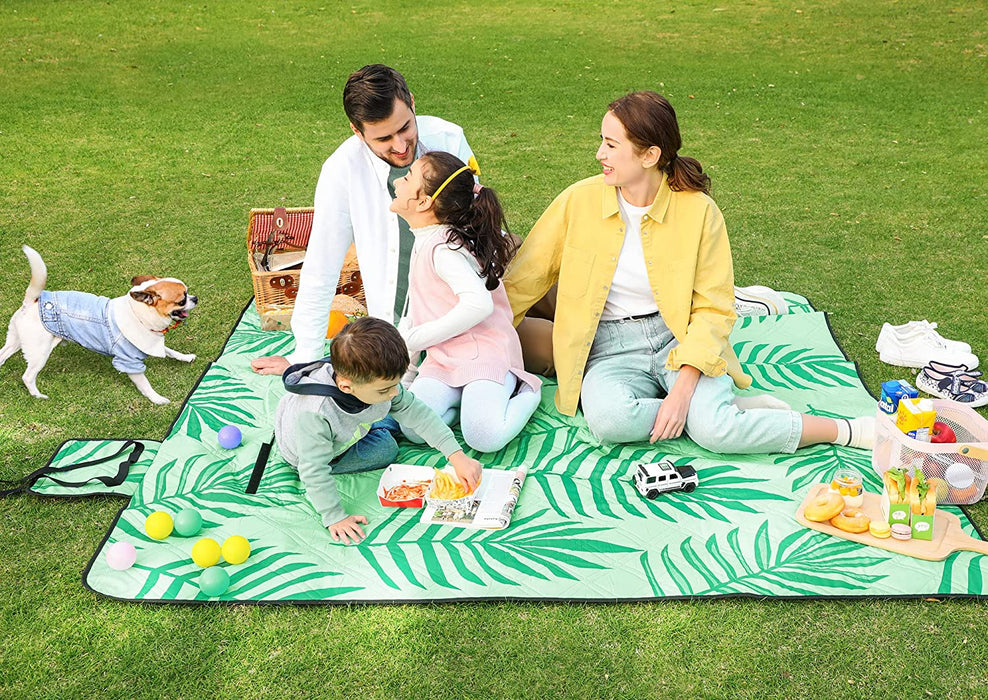Picknickdecke, 200 x 200 cm große Stranddecke, Campingdecke, wasserdichte Unterseite, maschinenwaschbar, faltbar, für Garten, Park, Strand, Camping
