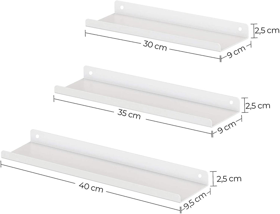 Wandregale aus Metall, 3er Set, Schweberegale, Industrie-Design, Wandboards, für Dekos, Bilderrahmen, mit 6 Schrauben zur Befestigung der Regale