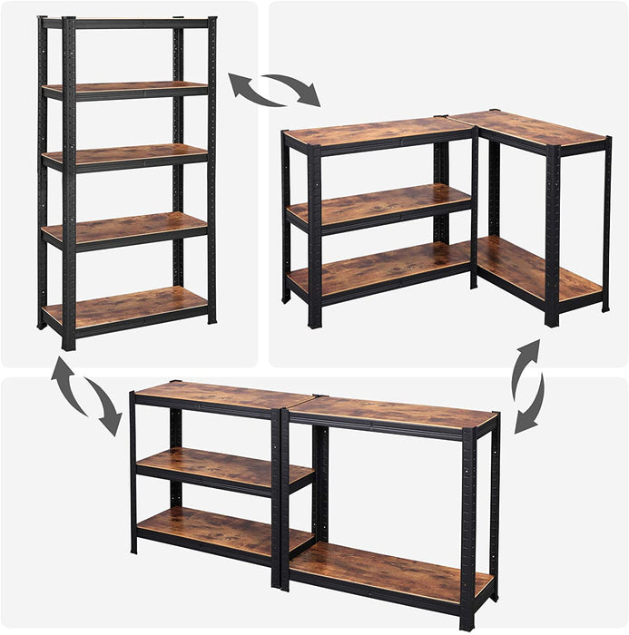 Standregale, 2er Set, Bücherregale, Lagerregale, 5 Ablagen, Küchenregale, Regale, 150 x 75 x 30 cm, bis 400 kg belastbar, verstellbare Ablagen