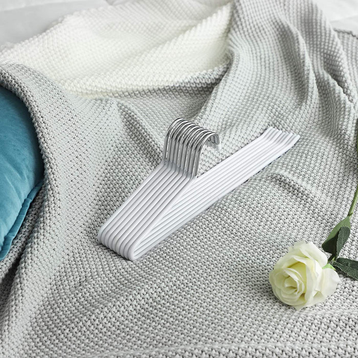 Kleiderbügel aus Metall, 20 Stück, Hosenbügel, aus Ø 5 mm Draht, mit PVC-Kunststoff beschichtet, rutschfest, 38 cm, verchromt, weiß