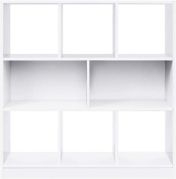 Bücherregal, Würfelregal, Standregal, mit offenen Fächern, für Wohnzimmer, Arbeitszimmer, Kinderzimmer, Büro, als Raumteiler, 97,5 x 30 x 100 cm weiß