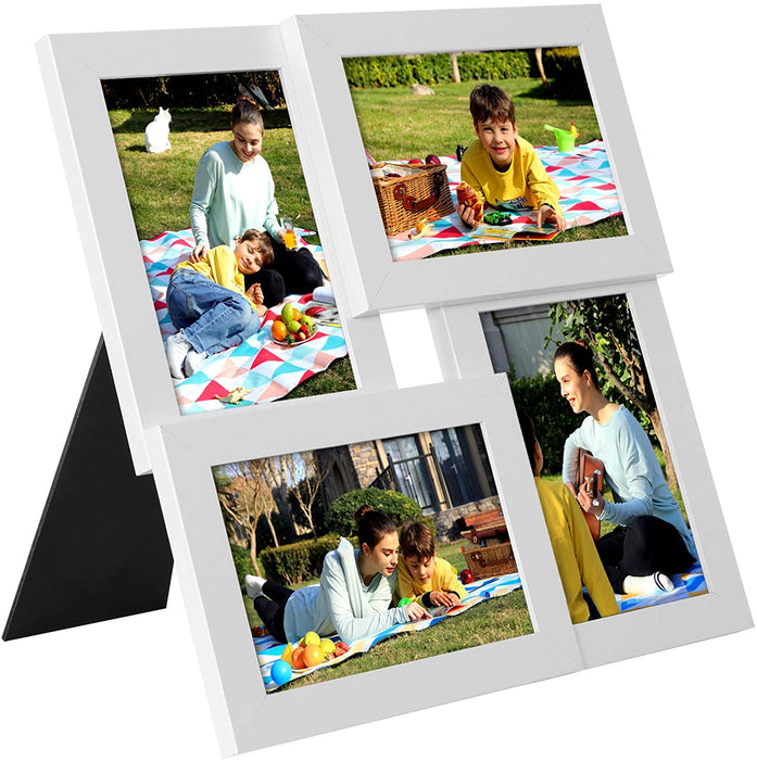 Bilderrahmen Collage für 4 Fotos, 10 x 15 cm, Wandmontage Fotogalerie Display, Weihnachten, mit Glasscheibe, Weiß