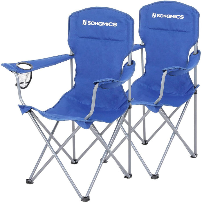 Campingstuhl, 2er-Set, klappbar, komfortabel, Klappstuhl mit robustem Gestell, bis 150 kg belastbar, mit Flaschenhalter, Outdoor Stuhl