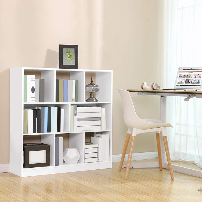 Bücherregal, Würfelregal, Standregal, mit offenen Fächern, für Wohnzimmer, Arbeitszimmer, Kinderzimmer, Büro, als Raumteiler, 97,5 x 30 x 100 cm weiß