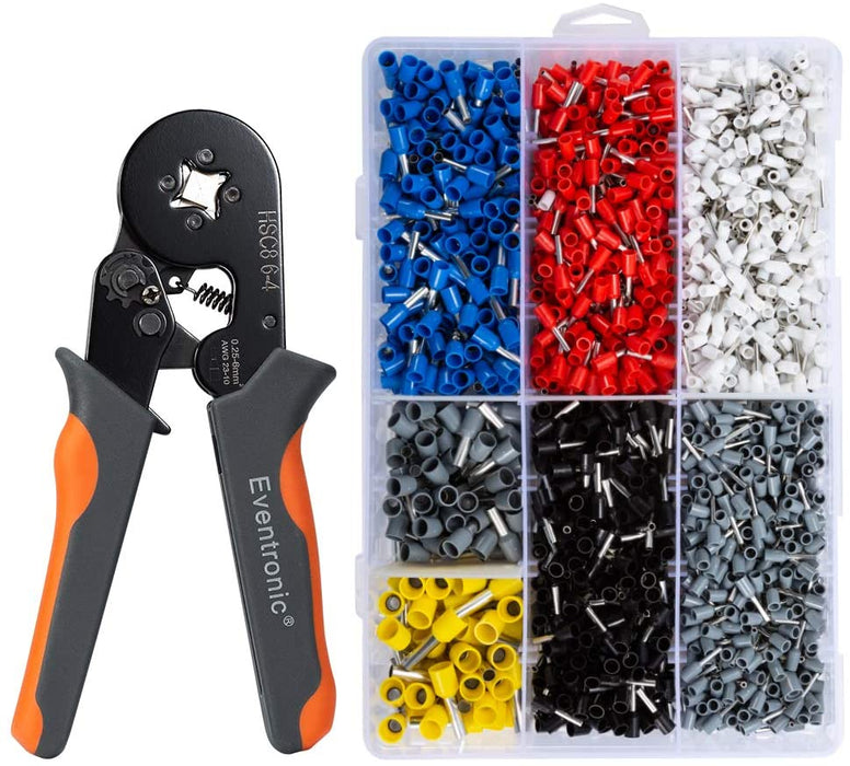 Crimpzange Kabelschuhe Set, 0.25-6mm² selbsteinstellbares Ratschendraht-Crimpwerkzeug mit 2000 stück Aderendhülsen Tool Kit