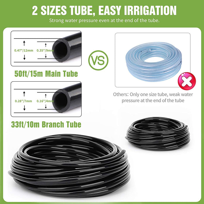 15M+10M Automatische Bewässerungssystem, Micro Drip Garten Bewässerung Kit Verstellbar Zerstäuber mit 2 Arten Schlauch DIY Tröpfchenbewässerung